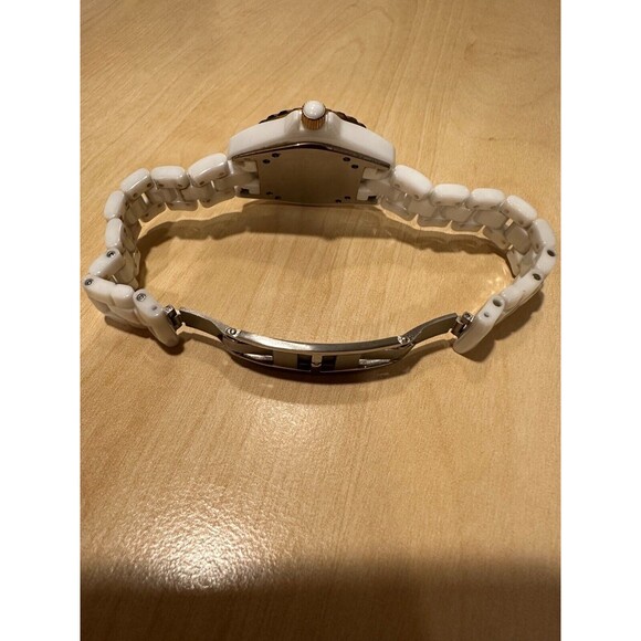 Le Chateau White Ceramic Watch Rose Gold and Crystal Trim Sapphire Crystal 5809 - Picture 5 of 5